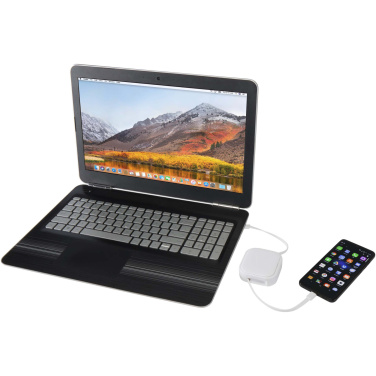 Logo trade advertising products picture of: Gloas 5-in-1 recycled retractable data sync and 100W fast charge cable with smartphone tool kit