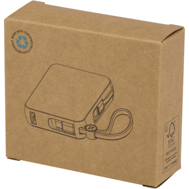 Logo trade business gifts image of: Acrux 10.000 mAh 35W tablet power bank with built in Type-C cable - made from recycled plastic