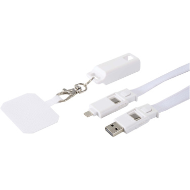 Logo trade promotional gifts image of: Franz recycled plastic smartphone lanyard with built-in data sync and 65W fast charge 5-in-1 cable