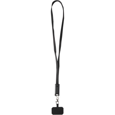 Logo trade advertising products image of: Franz recycled plastic smartphone lanyard with built-in data sync and 65W fast charge 5-in-1 cable