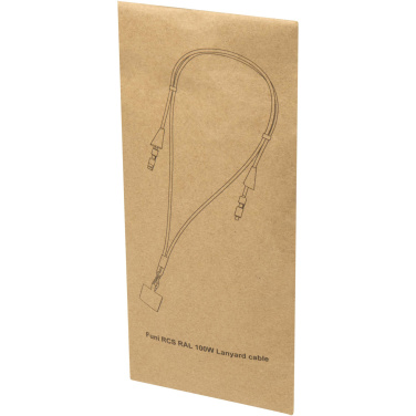 Logo trade promotional merchandise picture of: Funi recycled plastic smartphone lanyard with built-in data sync and 100W fast charge 5-in-1 cable