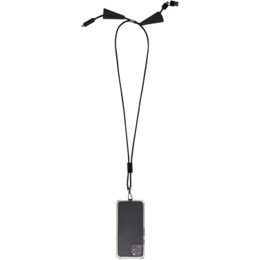 Logo trade promotional merchandise photo of: Funi recycled plastic smartphone lanyard with built-in data sync and 100W fast charge 5-in-1 cable