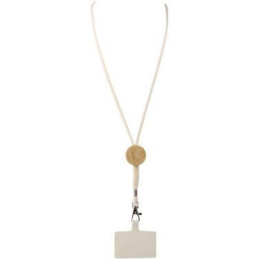 Logo trade business gift photo of: Adhab smartphone lanyard with bamboo details