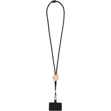 Logo trade business gift photo of: Adhab smartphone lanyard with bamboo details