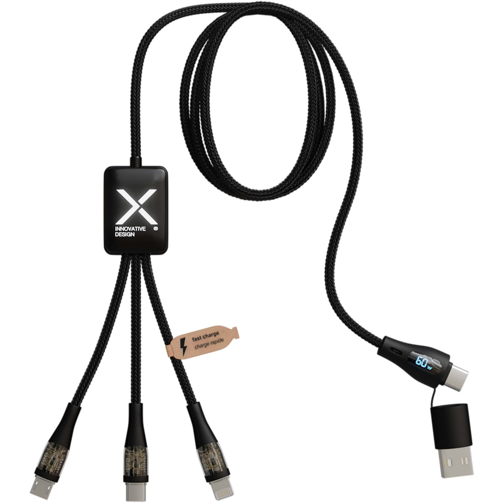 Logo trade advertising products image of: SCX.design C51 60W 5-in-1 rPET fast charging cable with display