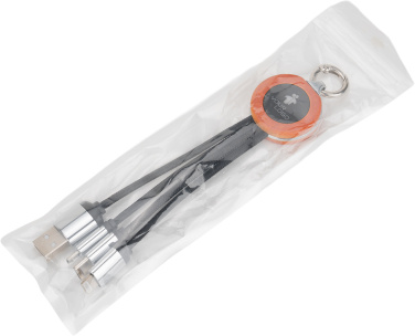 Logo trade advertising products image of: 4-in-1 cable with elighted logo in a wooden casing
