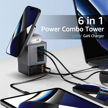 Logotrade promotional item picture of: Urban Vitamin Sacramento 105W GAN charger+retractable cables