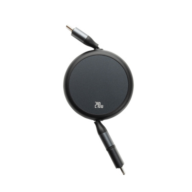 Logotrade promotional item picture of: Terra RCS recycled aluminium retractable 240W 2-in-1 cable