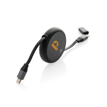 Logotrade promotional giveaway image of: Terra RCS recycled aluminium retractable 240W 2-in-1 cable