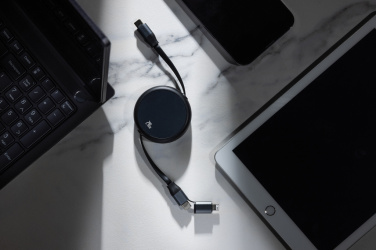 Logotrade promotional product image of: Terra RCS recycled aluminium retractable 240W 2-in-1 cable