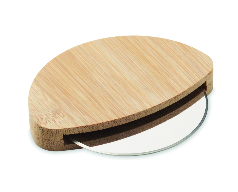 Logo trade advertising products image of: Round bamboo pizza cutter