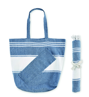 Logo trade business gifts image of: Beach bag with hammam towel