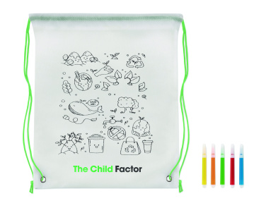 Logo trade promotional gifts picture of: Non woven kids bag with pens