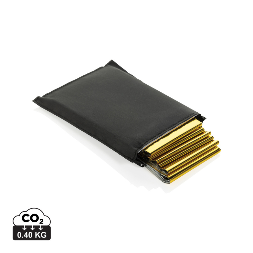 Logo trade promotional products picture of: Solra emergency blanket in RCS recycled RPET pouch