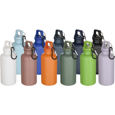 Logotrade promotional gift image of: Oregon 400 ml solid colour RCS recycled plastic water bottle with carabiner