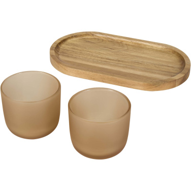 Logo trade promotional items image of: Male wooden serving tray and glass cups set