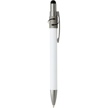 Logo trade promotional products image of: Rill RCS recycled ballpoint pen with stylus and fidget spinner (black ink)