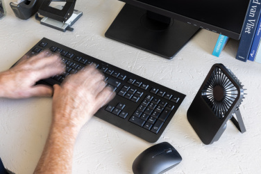 Logotrade promotional item image of: Aervina RCS recycled plastic re-chargeable desk fan