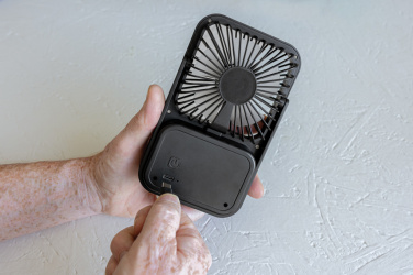 Logo trade corporate gifts image of: Aervina RCS recycled plastic re-chargeable desk fan