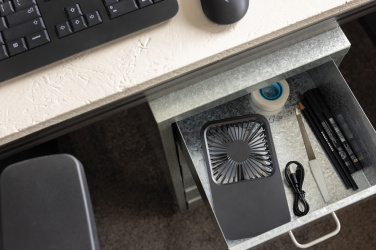 Logo trade promotional items image of: Aervina RCS recycled plastic re-chargeable desk fan