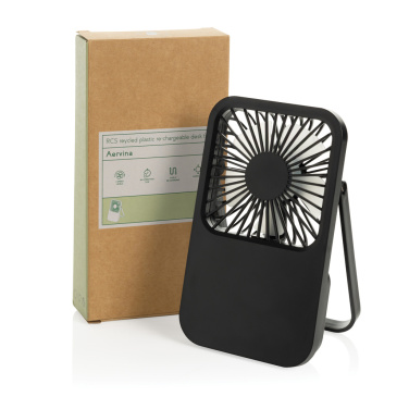 Logo trade promotional items image of: Aervina RCS recycled plastic re-chargeable desk fan