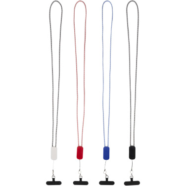 Logo trade promotional items image of: Anser recycled plastic smartphone lanyard with 27W 5-in-1 built-in cable