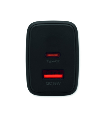 Logo trade advertising products picture of: EU 2-pole wall adapter/charger