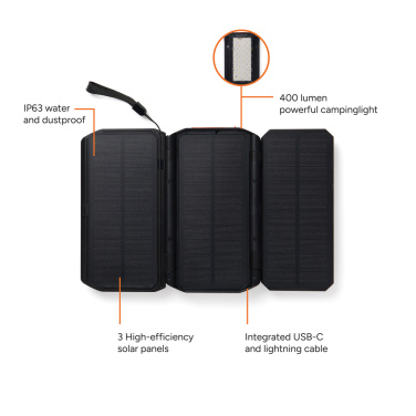 Logo trade business gift photo of: Nordic Drift Titan 10.000mAh solar powerbank with 3 panels