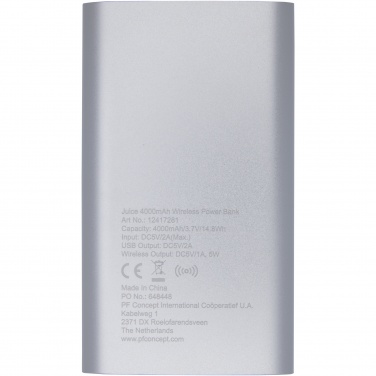 Logo trade meene pilt: Juice 4000mAh juhtmevaba toitepank 