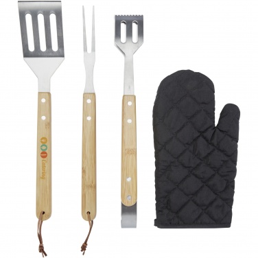 Logotrade meene foto: Gril 3-osaline BBQ tööriistade komplekt ja kinnas 
