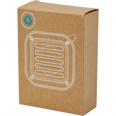 Logo trade meene pilt: Solo 3W IPX5 RCS taaskasutatud plastikust päikeseenergia Bluetooth® kõlar karabiiniga 