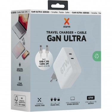 Logotrade reklaamtooted pilt: Xtorm XVC2067 GaN Ultra 67W reisilaadija 100W USB-C PD-kaabliga