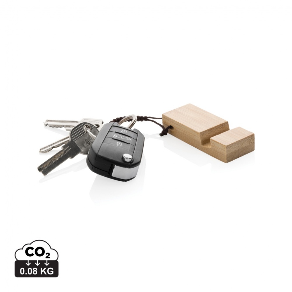 Logotrade reklaamtoote foto: Standkey bambusest võtmehoidja telefonialus