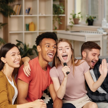 Logotrade reklaamtooted pilt: Singvibe RCS taaskasutatud plastikust karaokekomplekt topeltmikrofoniga