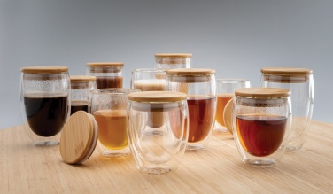 Logotrade ärikingi foto: Kaheseinaline boorsilikaatklaas bambusest kaanega 250ml 2tk komplekt