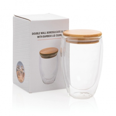 Logotrade firmakingitused pilt: Kaheseinaline boorsilikaatklaas bambusest kaanega 350ml
