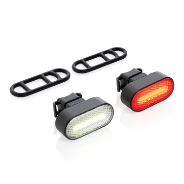 Logotrade firmakingituse foto: Lumino RCS taaskasutatud plastikust USB-taaslaetav rattatulede komplekt