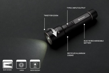 Logotrade ärikingi foto: RCS taaskasutatud alumiiniumist USB-taaslaetav raskeveokite taskulamp