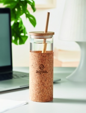 Logotrade reklaamkingituse foto: Korgist ümbrise ja bambusest kaanega joogitops, 450 ml