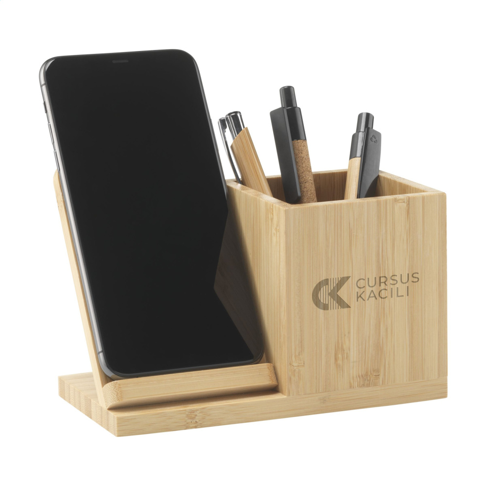 Logo trade reklaamtoote pilt: Bamboo Boss 15W laadija/pliiatsihoidja