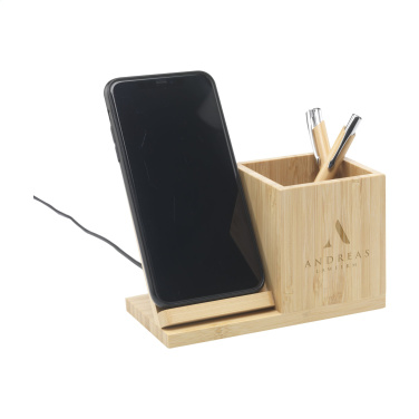 Logo trade firmakingi pilt: Bamboo Boss 15W laadija/pliiatsihoidja