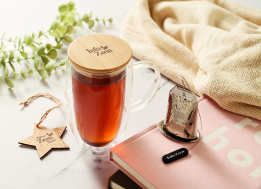 Logotrade reklaamkingituse foto: Topeltseinaga klaasist kruus kaanega 450ml