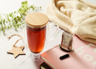 Logo trade reklaamkingi pilt: Topeltseinaga klaasist kruus kaanega 450ml