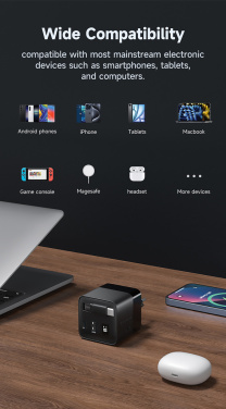 Logo trade reklaamtoote pilt: Urban Vitamin Mendocino 65W GaN laadija sissetõmmatava kaabliga