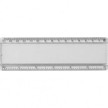 Logotrade liikelahja tuotekuva: Ellison-viivain paperi-insertillä, 15 cm, muovinen