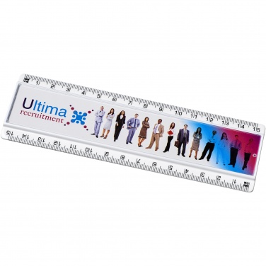 Logotrade mainostuote tuotekuva: Ellison-viivain paperi-insertillä, 15 cm, muovinen