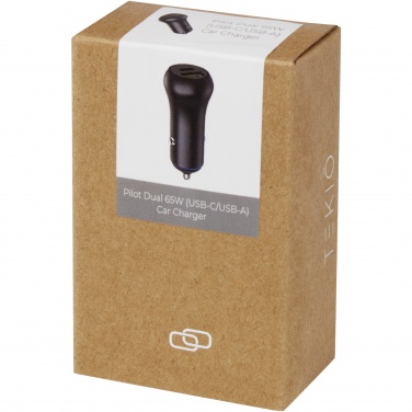 Logotrade liikelahja tuotekuva: Pilot 55 W USB-C/USB-A -kaksoislaturi autoon