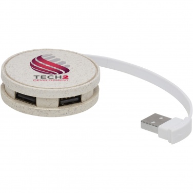 Logotrade mainostuote tuotekuva: Kenzu vehnänolkinen USB-keskitin
