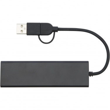Logotrade mainoslahjat ja liikelahjat tuotekuva: Rise RCS-kierrätetystä alumiinista valmistettu USB 2.0 -keskitin