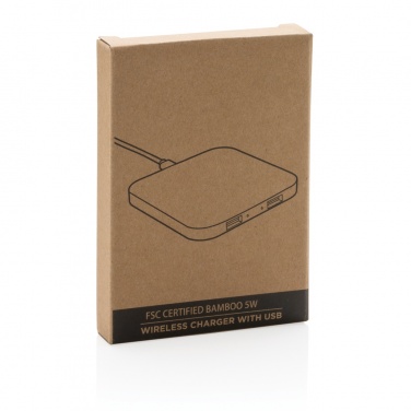 Logotrade mainoslahja ja liikelahja kuva: 5W bambulaturi USB:llä